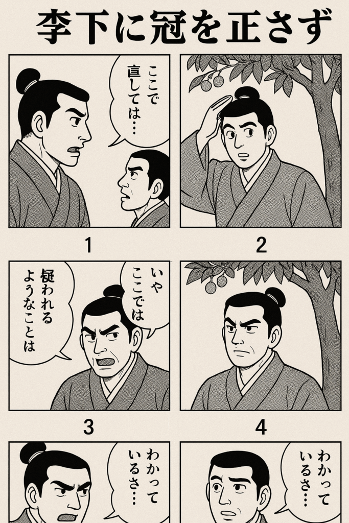 李下(りか)に冠を正さず